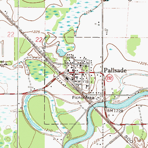 Topographic Map of Palisade Post Office, MN