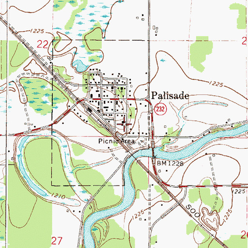 Topographic Map of Palisade School, MN