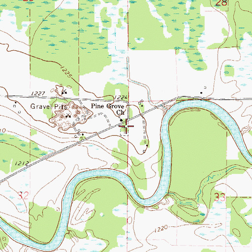 Topographic Map of Pine Grove Cemetery, MN