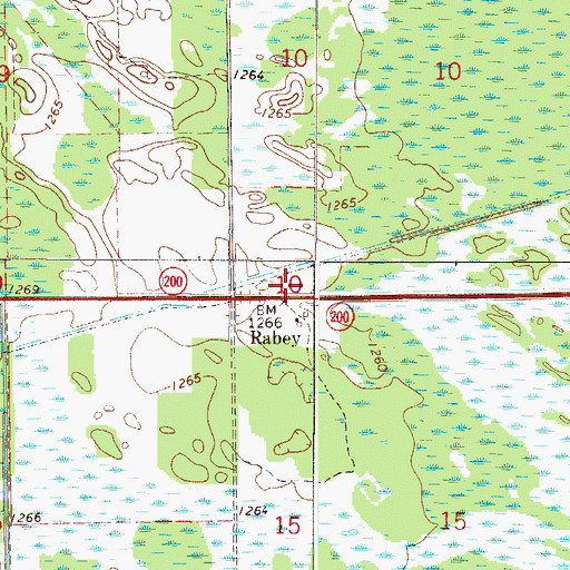 Topographic Map of Rabey (historical), MN