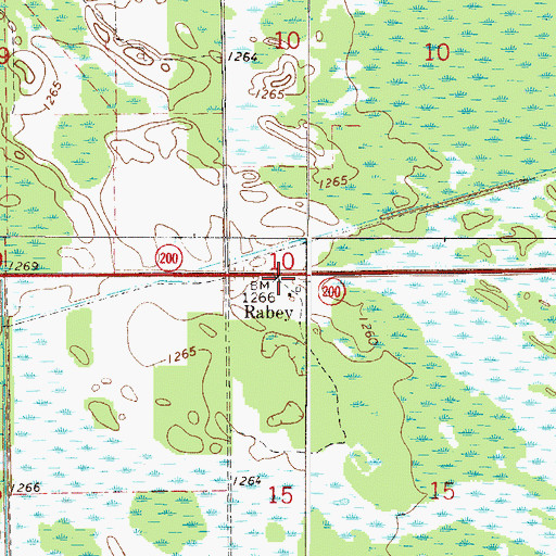 Topographic Map of Rabey Post Office (historical), MN