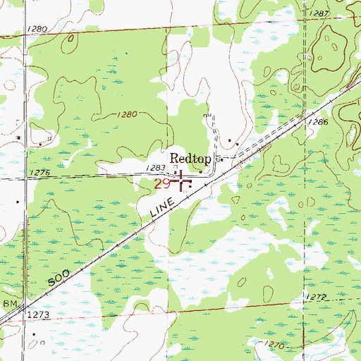 Topographic Map of Redtop (historical), MN