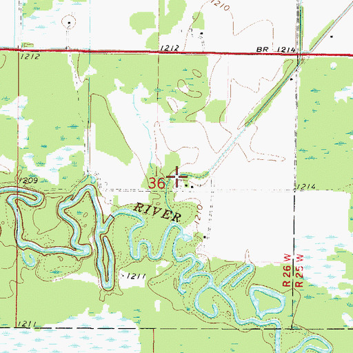 Topographic Map of Rice River Post Office (historical), MN