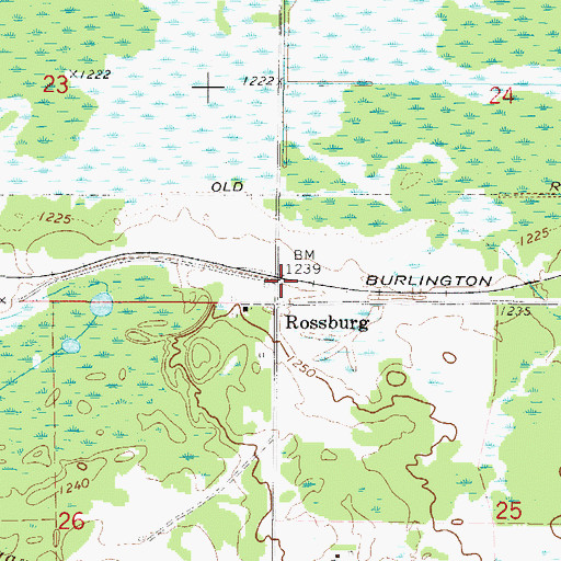Topographic Map of Rossburg (historical), MN