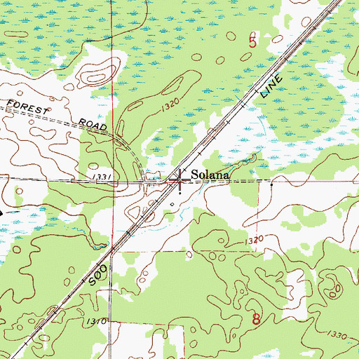 Topographic Map of Solana Post Office (historical), MN