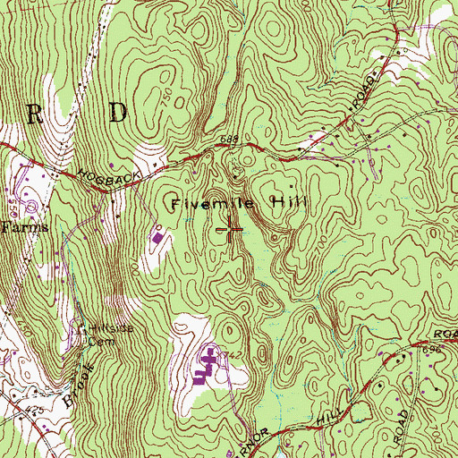 Topographic Map of Fivemile Hill, CT