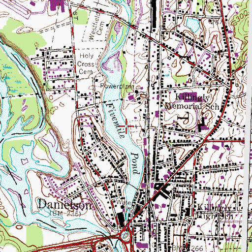 Topographic Map of Fivemile Pond, CT