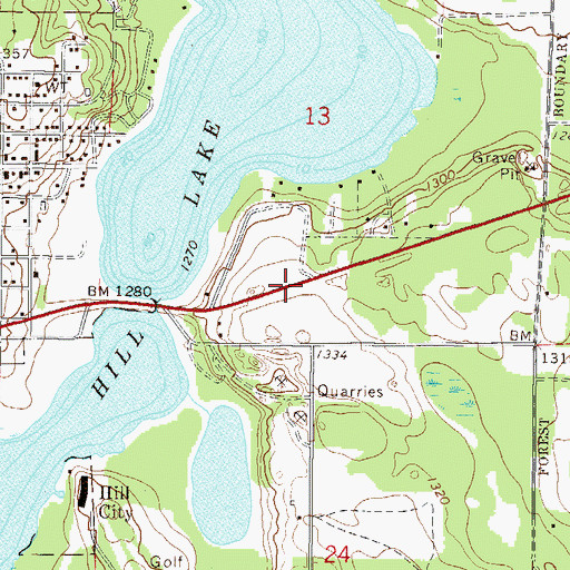 Topographic Map of Hill City Wayside Park, MN