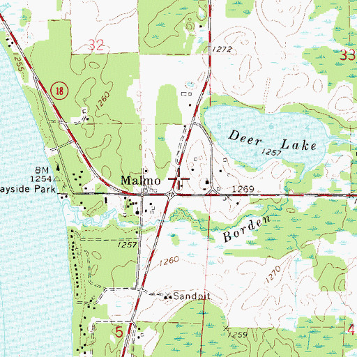 Topographic Map of Malmo Evangelical Free Church, MN