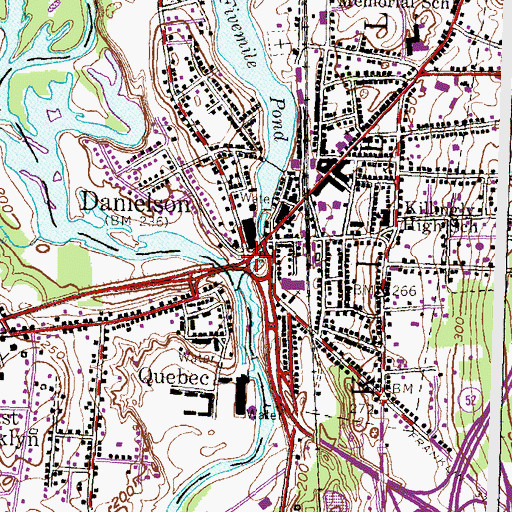 Topographic Map of Fivemile River, CT
