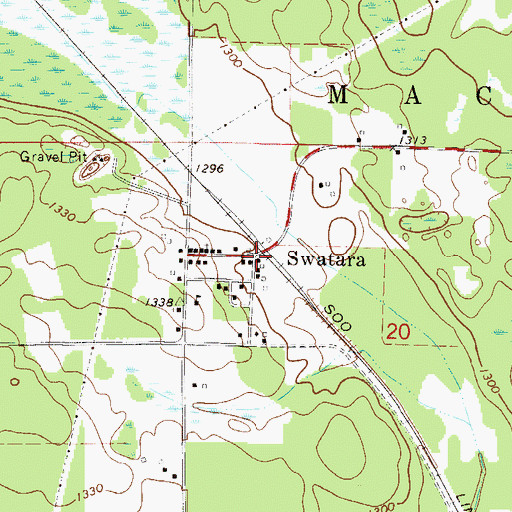 Topographic Map of Swatara (historical), MN