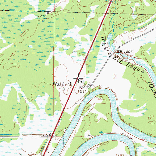 Topographic Map of Waldeck Post Office (historical), MN