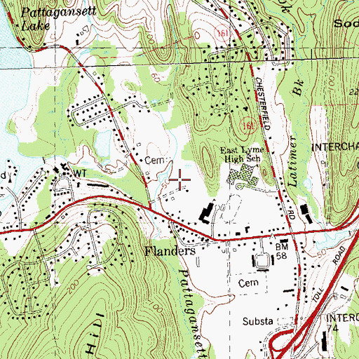 Topographic Map of Flanders, CT