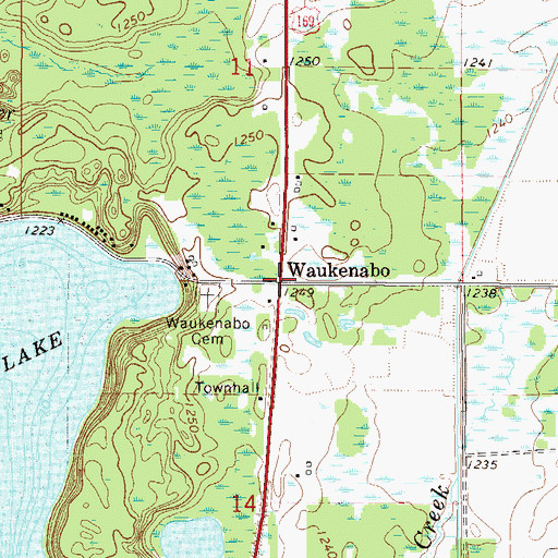 Topographic Map of Waukenabo Post Office (historical), MN