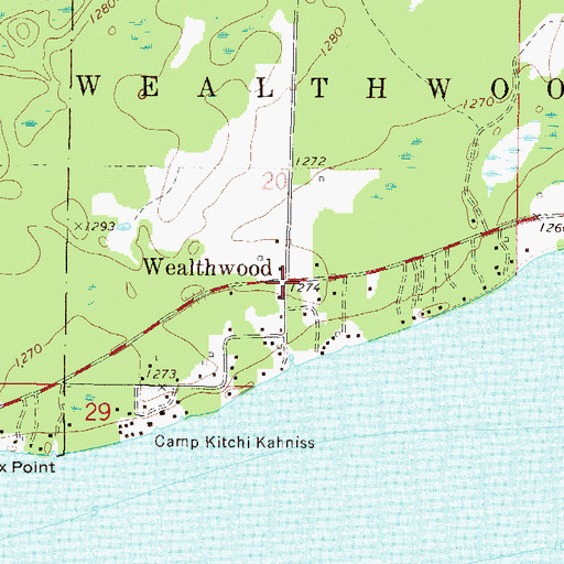 Topographic Map of Wealthwood Post Office (historical), MN