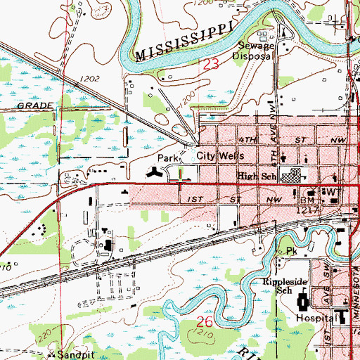 Topographic Map of Westside Church, MN