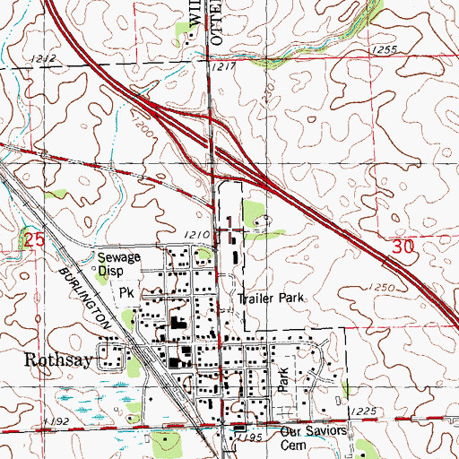 Topographic Map of Rothsay Mobile Home Park, MN