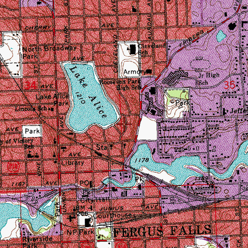 Topographic Map of Saint James Episcopal Church, MN