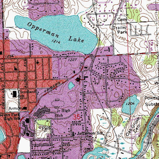 Topographic Map of Grace United Methodist Church, MN
