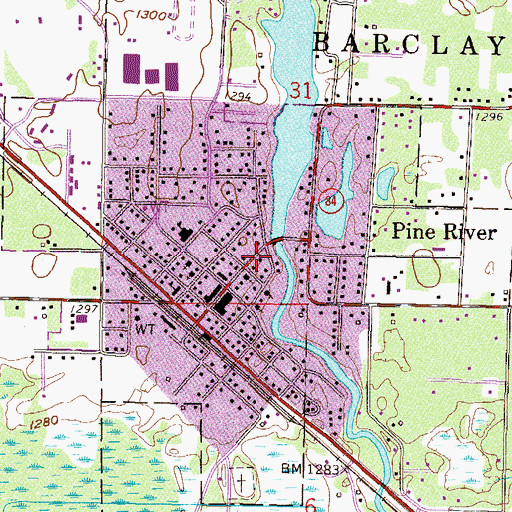 Topographic Map of Pine River Family Clinic, MN
