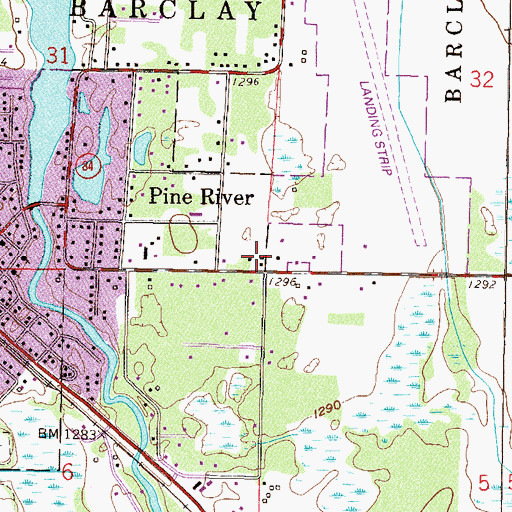 Topographic Map of Pine River - Backus High School, MN
