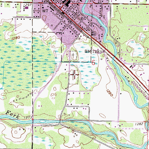 Topographic Map of Pine Ridge Cemetery, MN