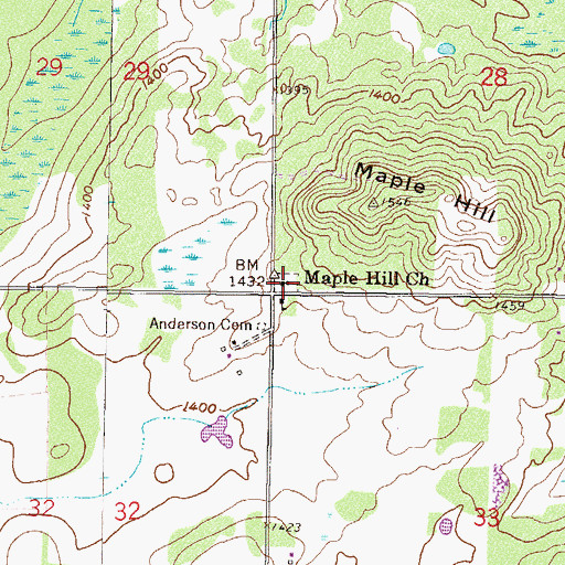 Topographic Map of Maple Hill Cemetery, MN