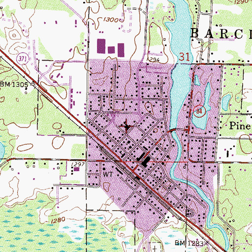 Topographic Map of Pine River Library, MN