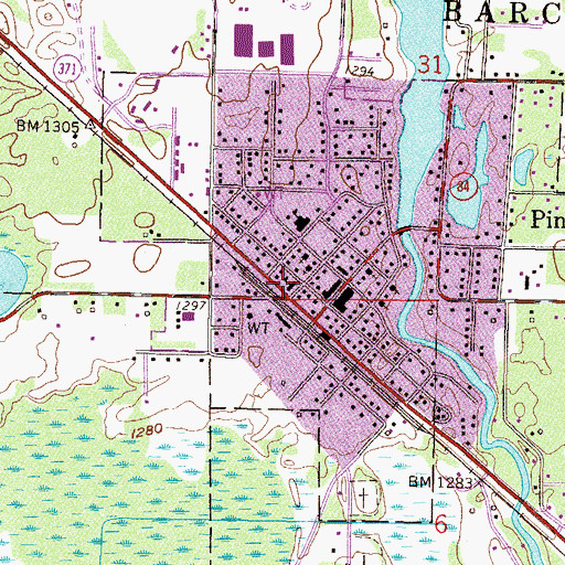 Topographic Map of Pine River Volunteer Fire Department, MN