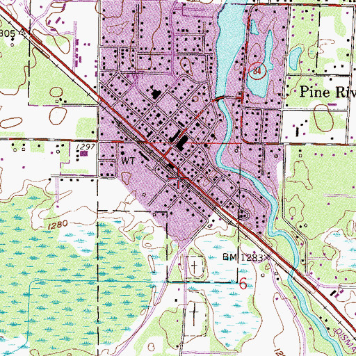 Topographic Map of Pine River (historical), MN