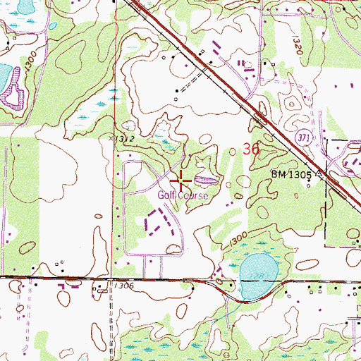 Topographic Map of Pine River Country Club, MN