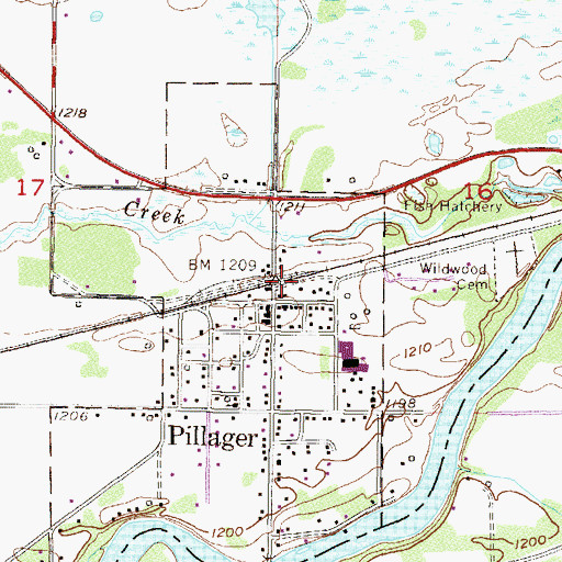 Topographic Map of First Baptist Church, MN
