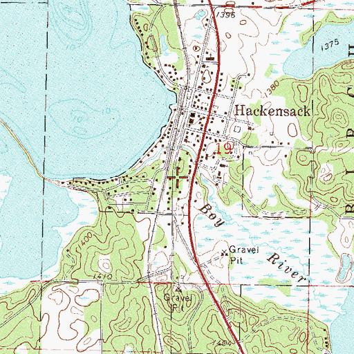 Topographic Map of Hackensack Post Office, MN