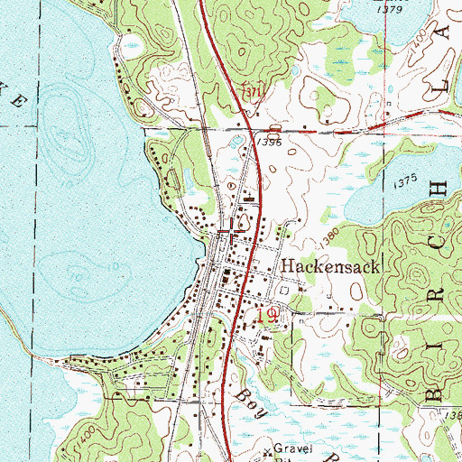 Topographic Map of Hackensack Police Department, MN