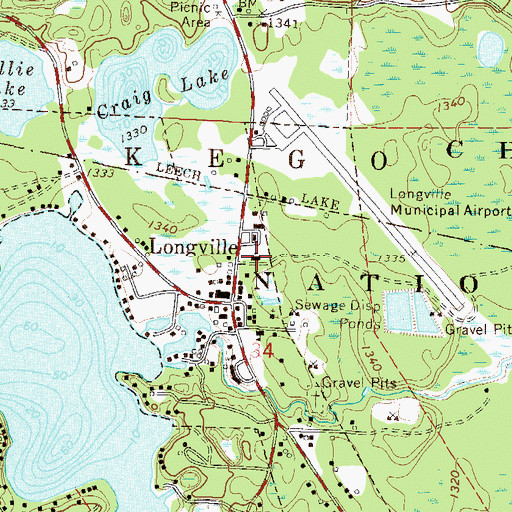 Topographic Map of Longville Bible Church, MN