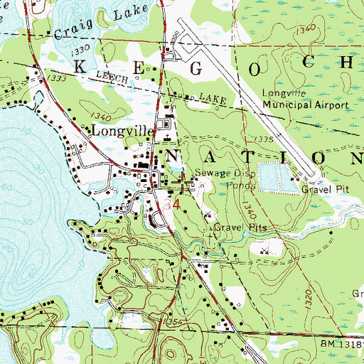 Topographic Map of Longville Community Church, MN