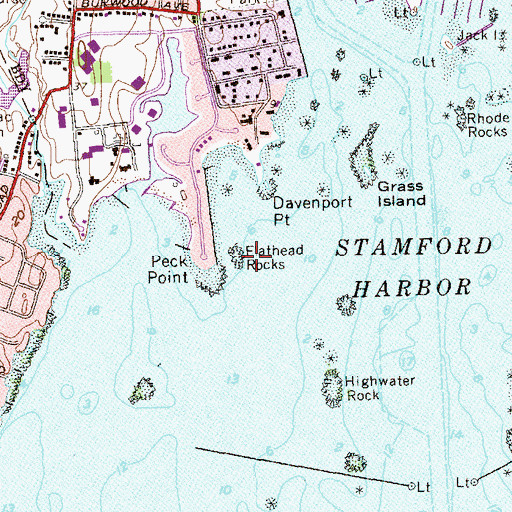 Topographic Map of Flathead Rocks, CT
