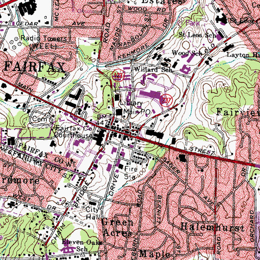 Topographic Map of Huddleson Memorial Library, VA