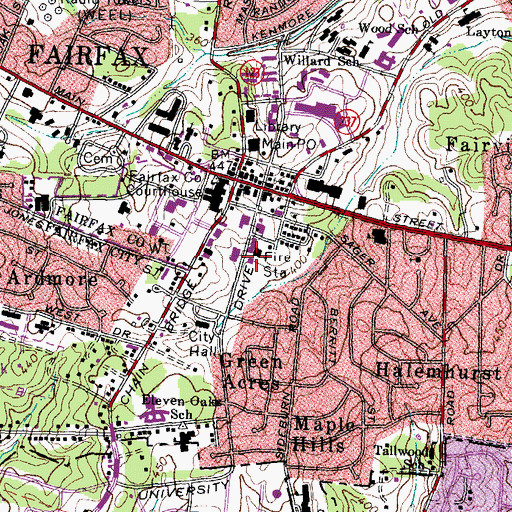 Topographic Map of George Mason University - Commerce Building, VA