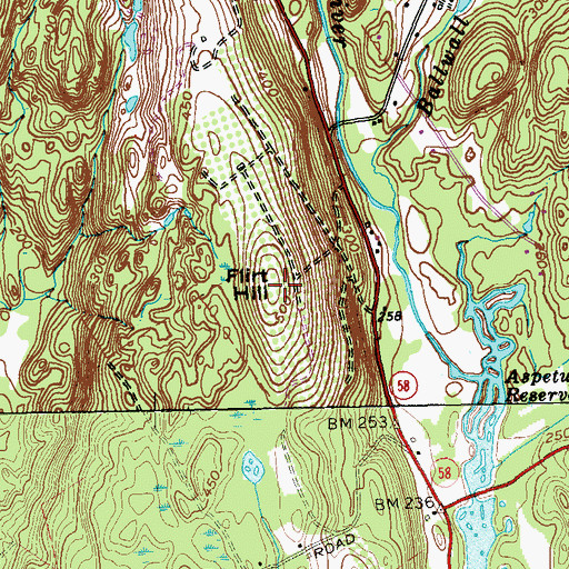 Topographic Map of Flirt Hill, CT