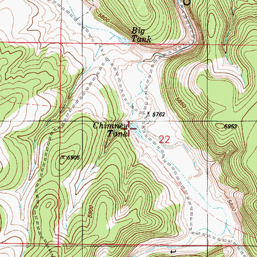 Topographic Map of Chimney Tank, AZ
