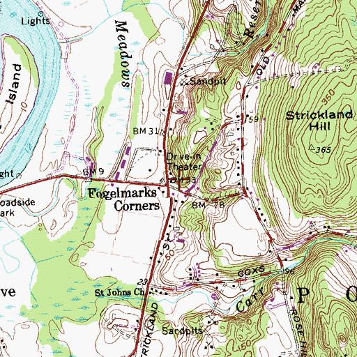 Topographic Map of Fogelmarks Corners, CT