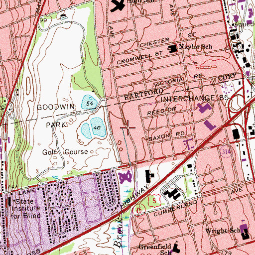 Topographic Map of Folly Brook, CT