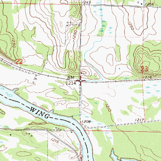 Topographic Map of Wheelock (historical), MN