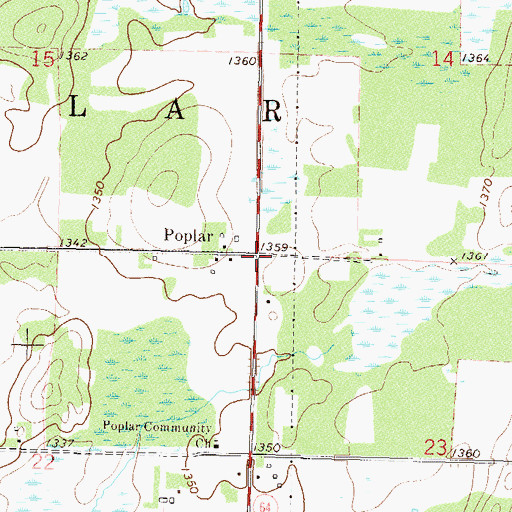 Topographic Map of Poplar Post Office (historical), MN