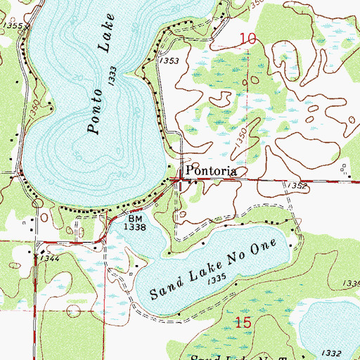 Topographic Map of Pontoria Post Office (historical), MN