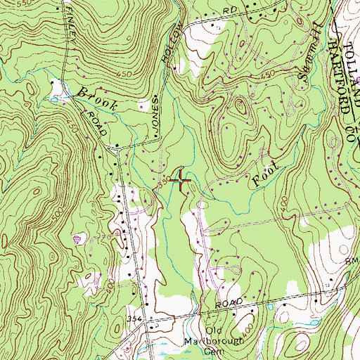 Topographic Map of Foot Sawmill Brook, CT