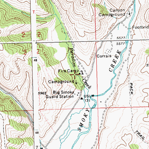 Topographic Map of Big Smoky Work Center, ID