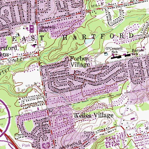 Topographic Map of Forbes Village, CT