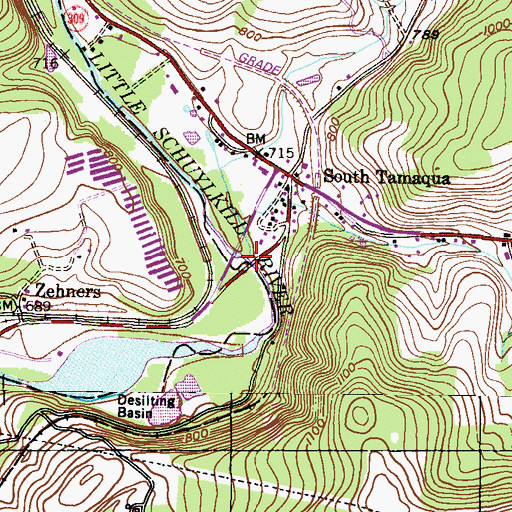 Topographic Map of Robin Run, PA